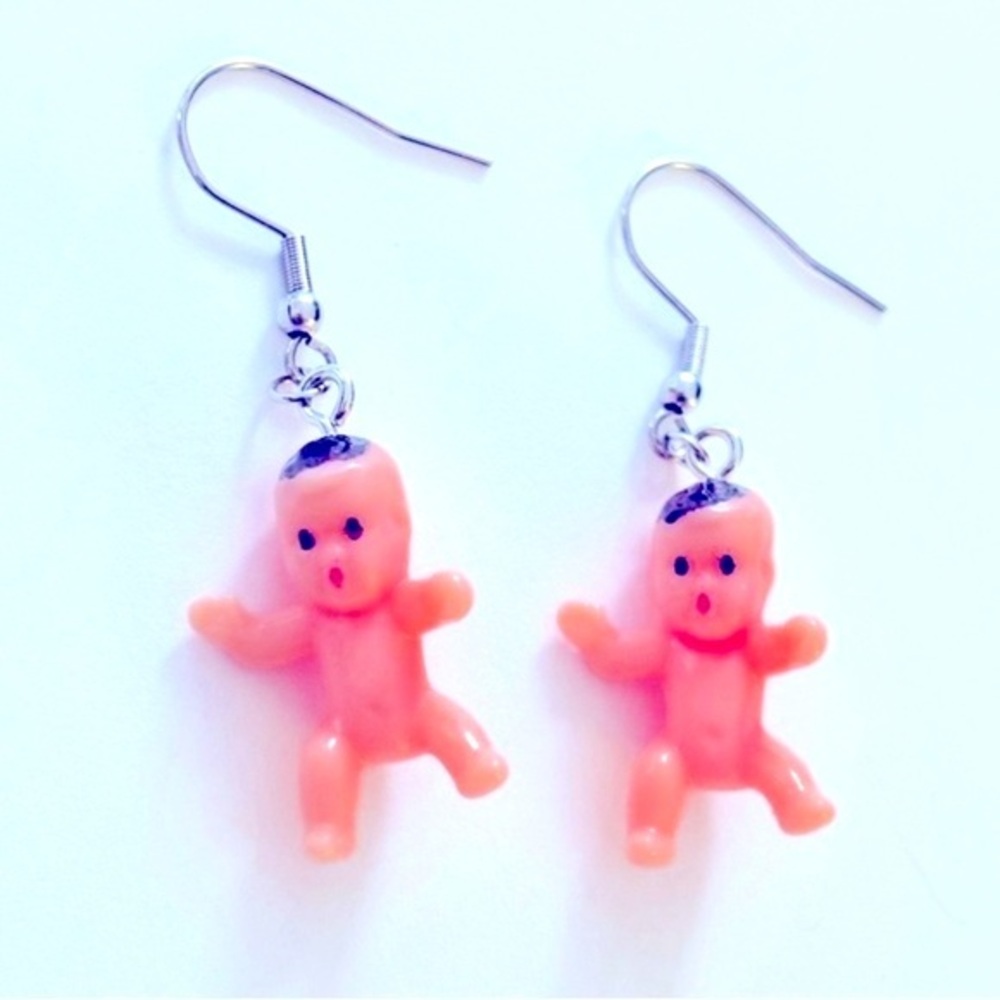 Creepy Baby Dangle Earrings, NWT, Handmade